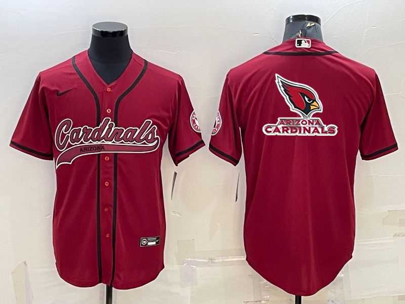 Mens Arizona Cardinals Red Team Big Logo With Patch Cool Base Stitched Baseball Jersey